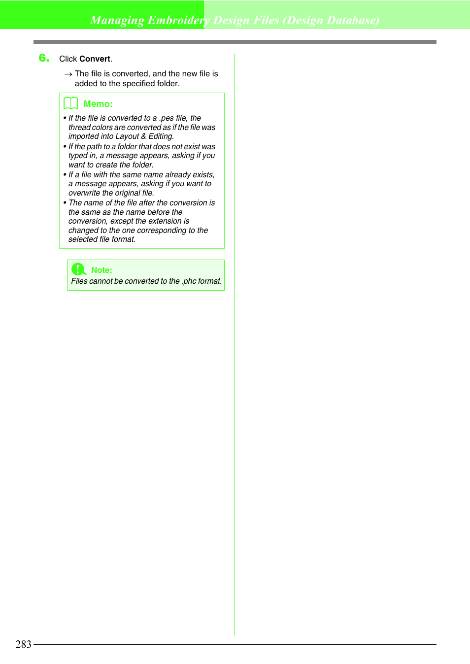 Managing embroidery design files (design database) | Brother PE-DESIGN V7 User Manual | Page 289 / 361