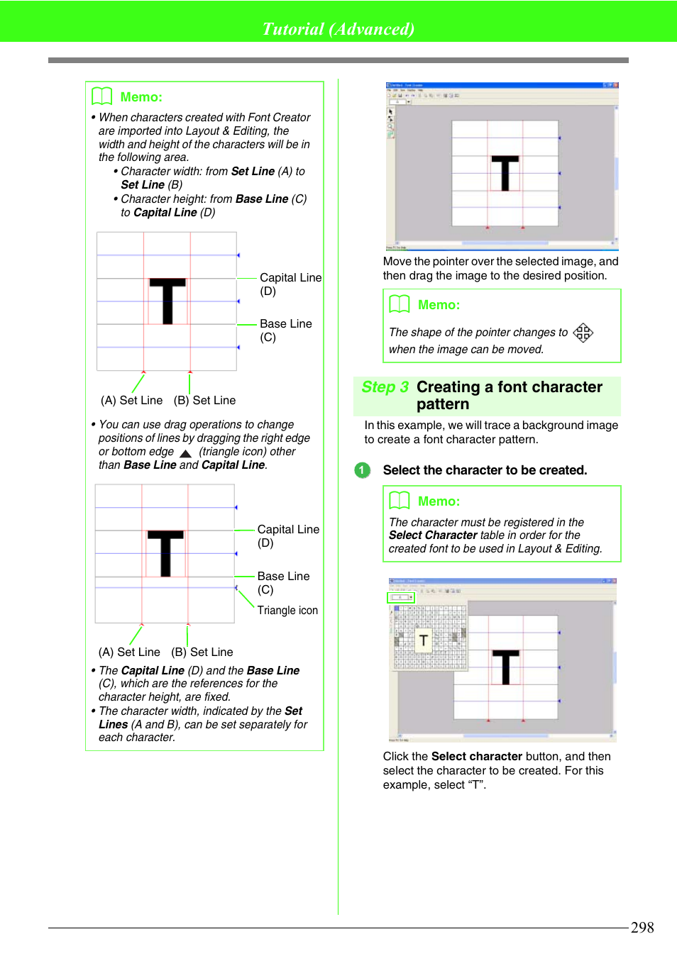 Tutorial (advanced), Step 3 creating a font character pattern | Brother PE-DESIGN V7 User Manual | Page 304 / 361