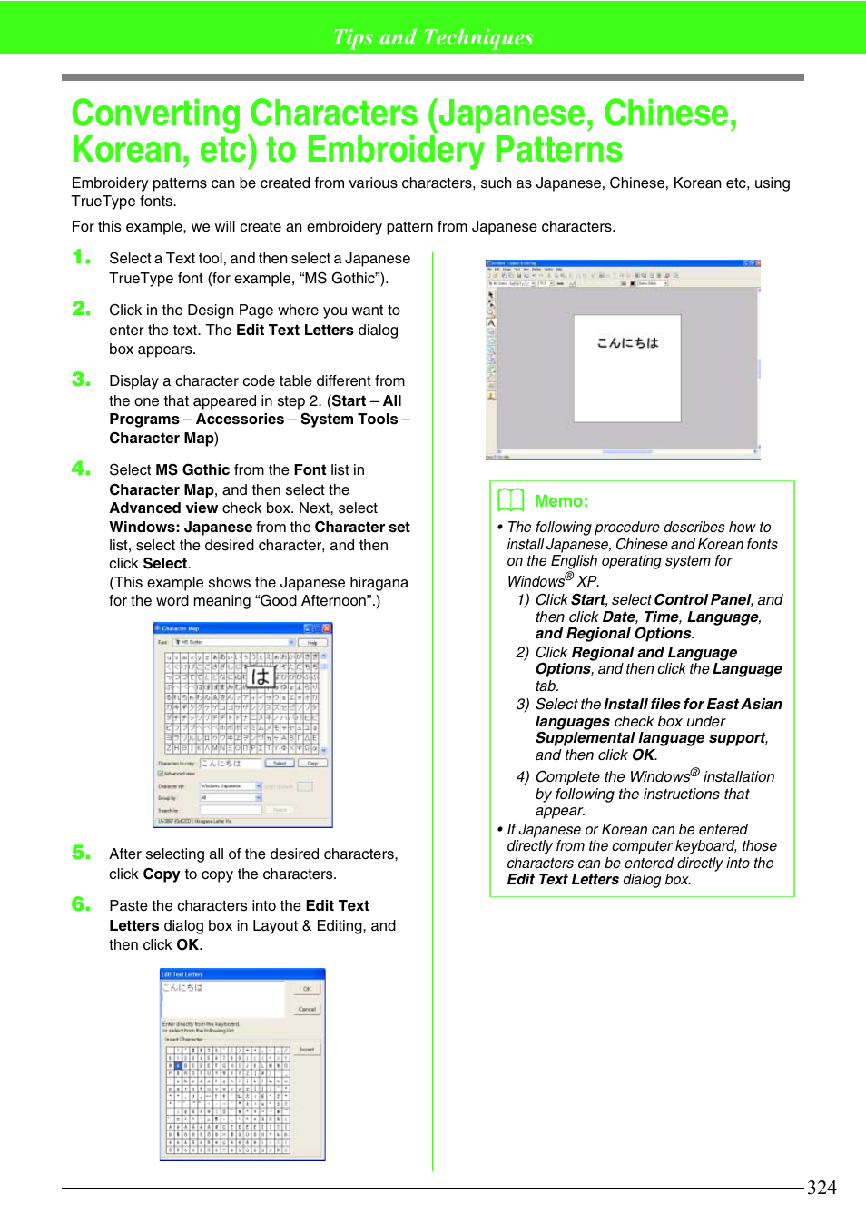 Tips and techniques | Brother PE-DESIGN V7 User Manual | Page 330 / 361