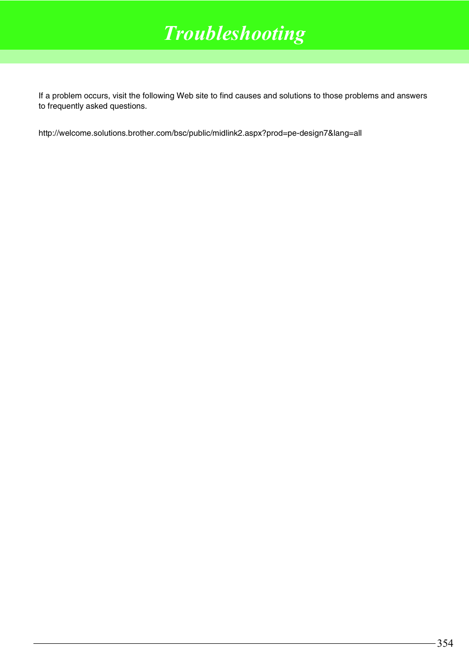 Troubleshooting | Brother PE-DESIGN V7 User Manual | Page 360 / 361