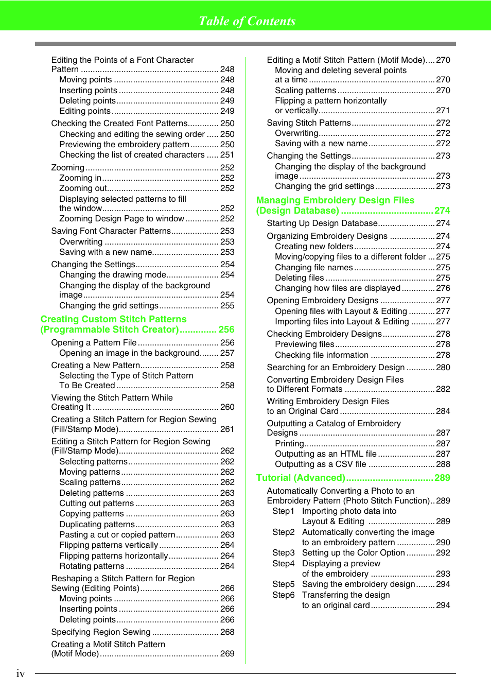 Brother PE-DESIGN V7 User Manual | Page 5 / 361