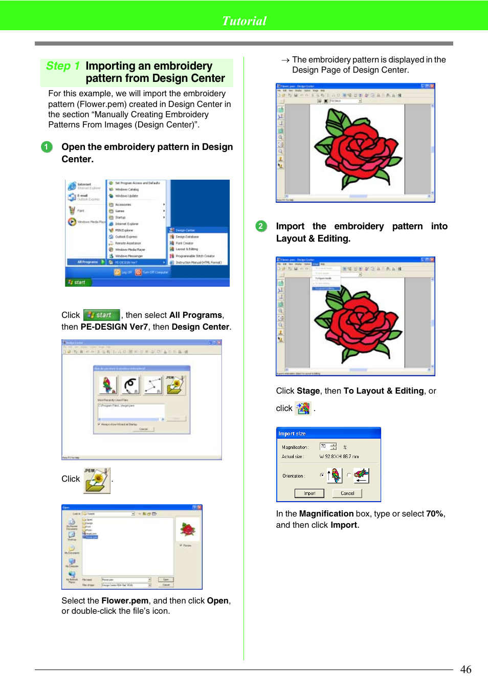 Tutorial | Brother PE-DESIGN V7 User Manual | Page 52 / 361