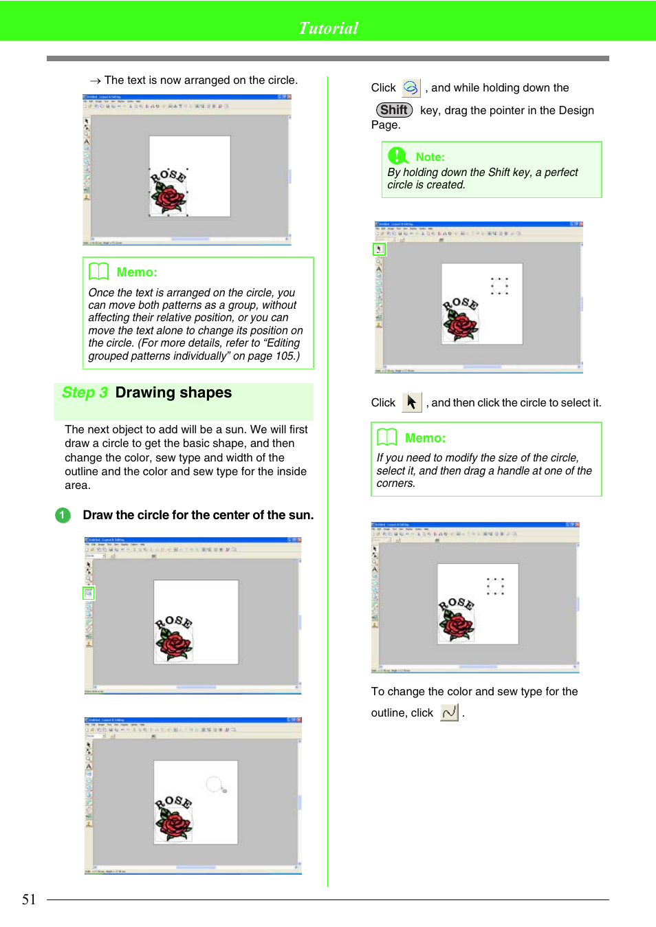 Tutorial, Step 3 drawing shapes | Brother PE-DESIGN V7 User Manual | Page 57 / 361