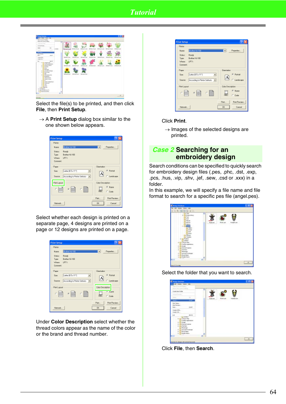 Tutorial, Case 2 searching for an embroidery design | Brother PE-DESIGN V7 User Manual | Page 70 / 361