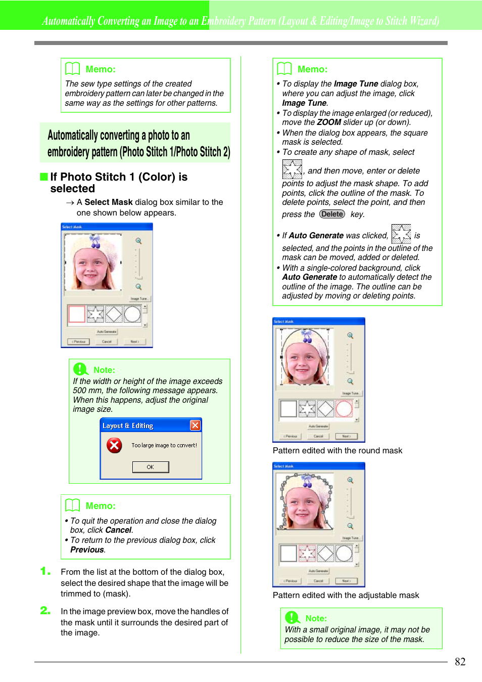 If photo stitch 1 (color) is selected | Brother PE-DESIGN V7 User Manual | Page 88 / 361