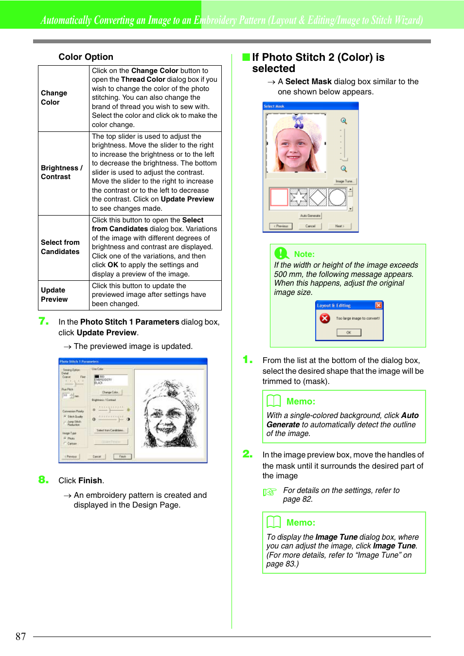 If photo stitch 2 (color) is selected | Brother PE-DESIGN V7 User Manual | Page 93 / 361