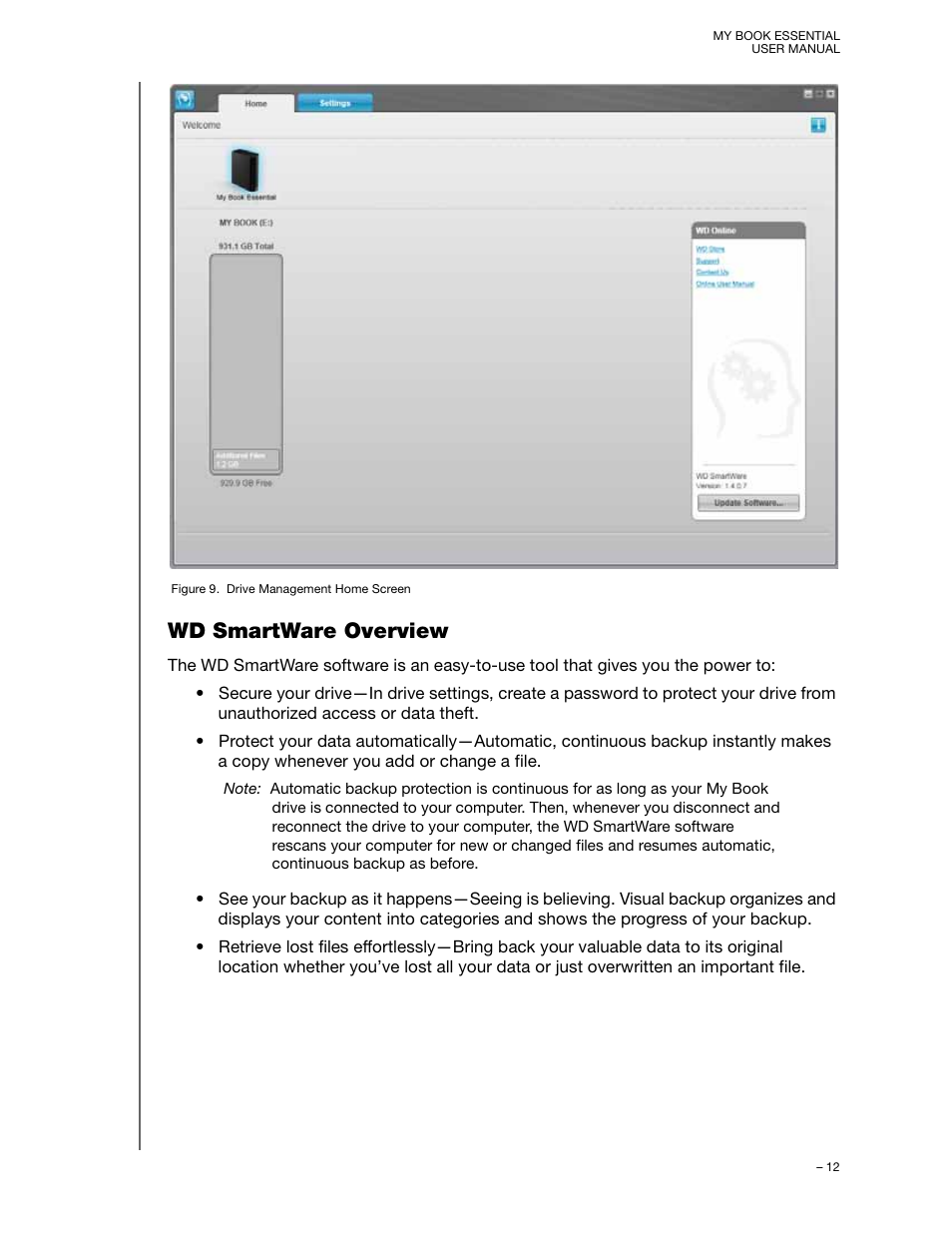 Wd smartware overview | Western Digital My Book Essential User Manual User Manual | Page 17 / 78