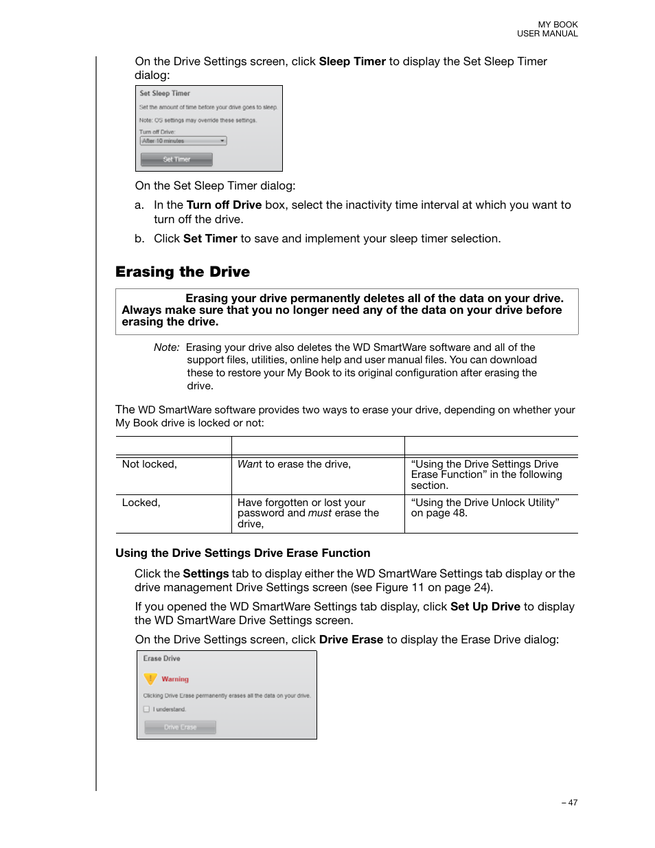 Erasing the drive | Western Digital My Book/My Book Essential (USB 3.0) User Manual User Manual | Page 52 / 93