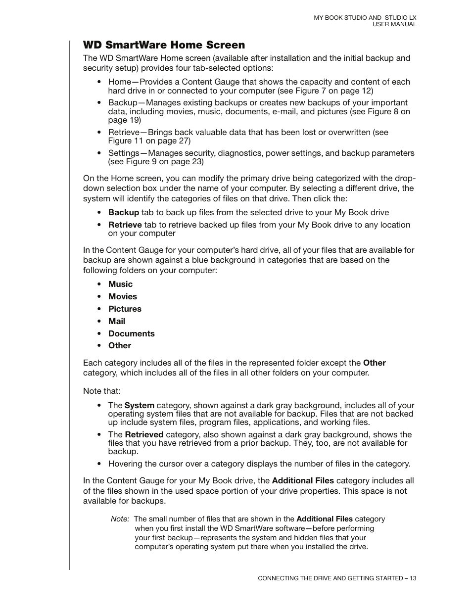 Wd smartware home screen | Western Digital My Book Studio/Studio LX User Manual User Manual | Page 18 / 82