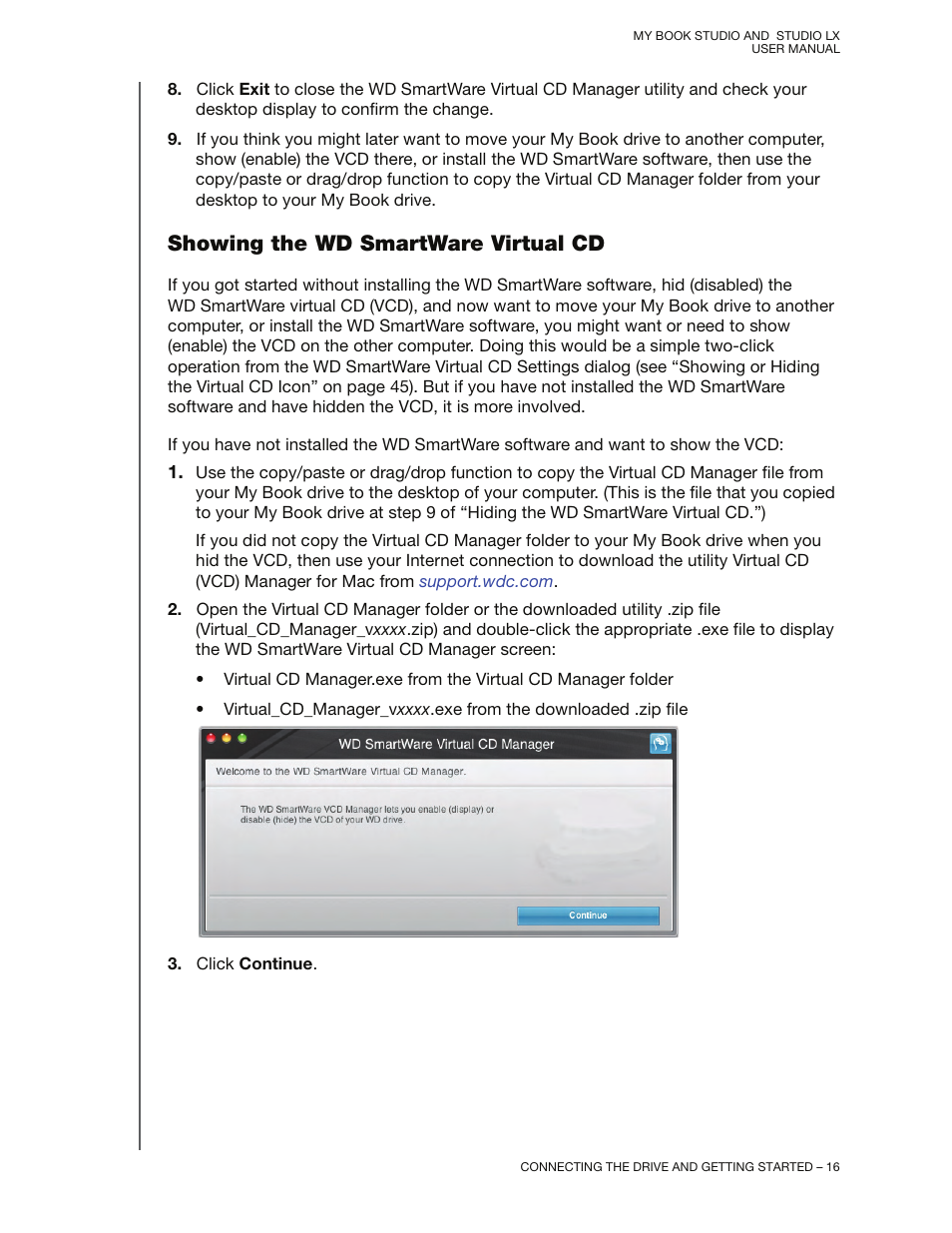 Showing the wd smartware virtual cd | Western Digital My Book Studio/Studio LX User Manual User Manual | Page 21 / 82