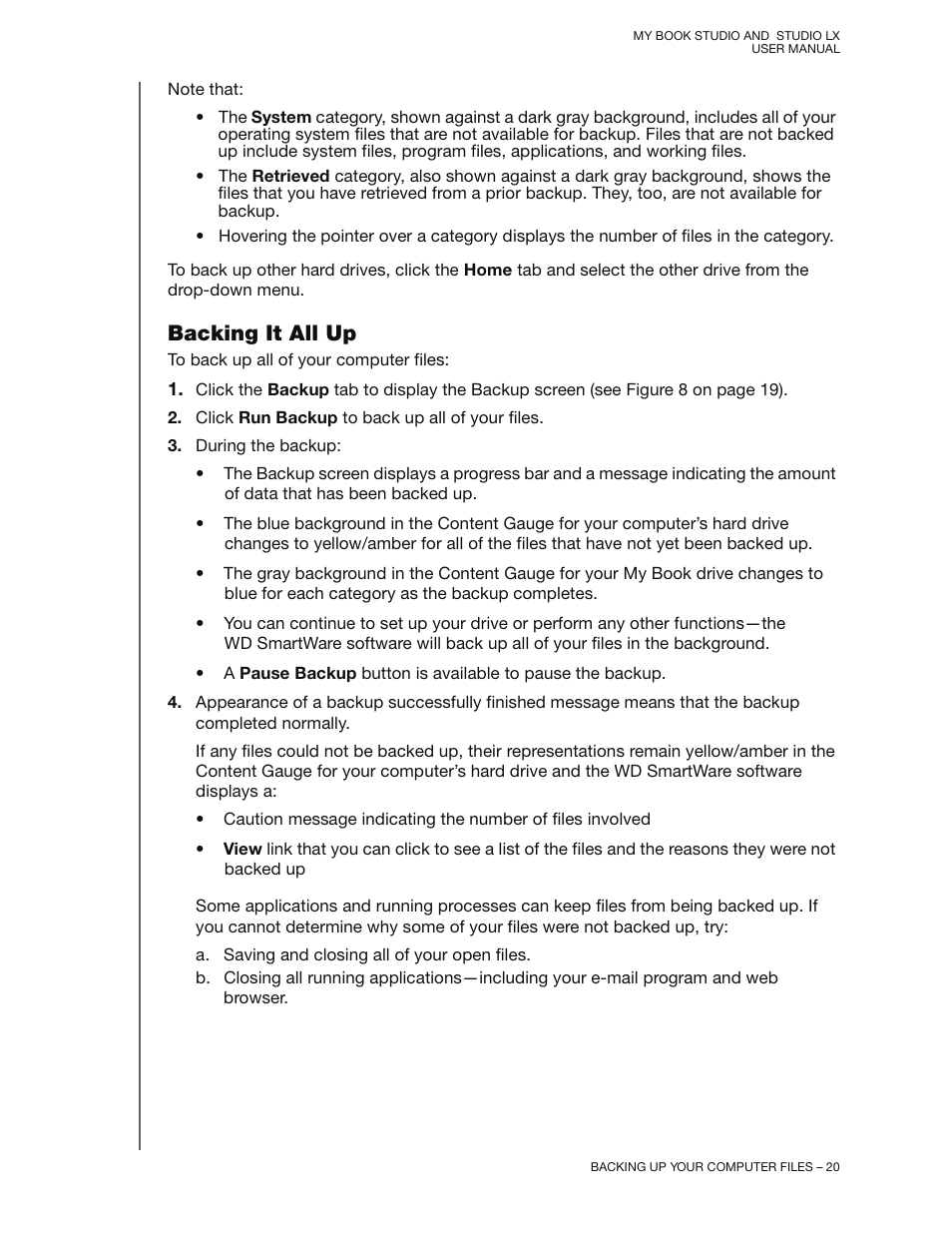 Backing it all up | Western Digital My Book Studio/Studio LX User Manual User Manual | Page 25 / 82