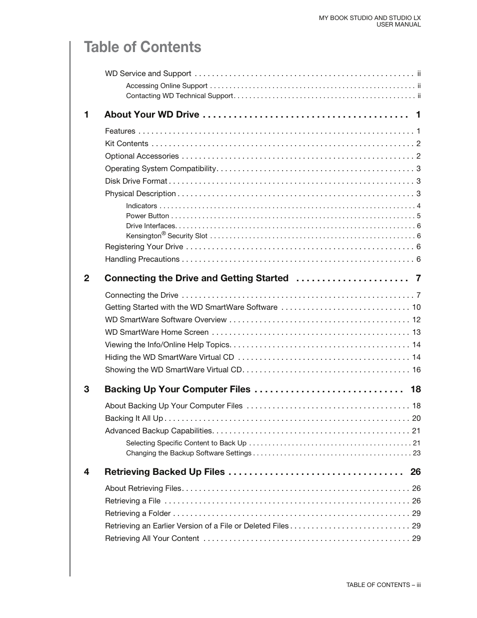 Western Digital My Book Studio/Studio LX User Manual User Manual | Page 3 / 82