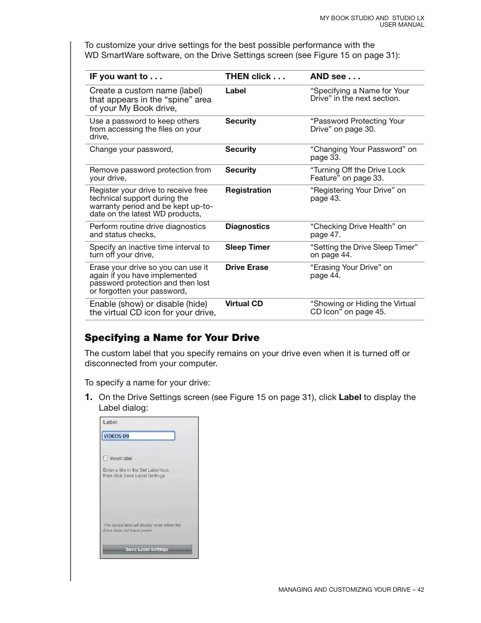 Specifying a name for your drive | Western Digital My Book Studio/Studio LX User Manual User Manual | Page 47 / 82