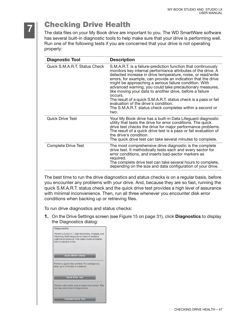 Checking drive health | Western Digital My Book Studio/Studio LX User Manual User Manual | Page 52 / 82