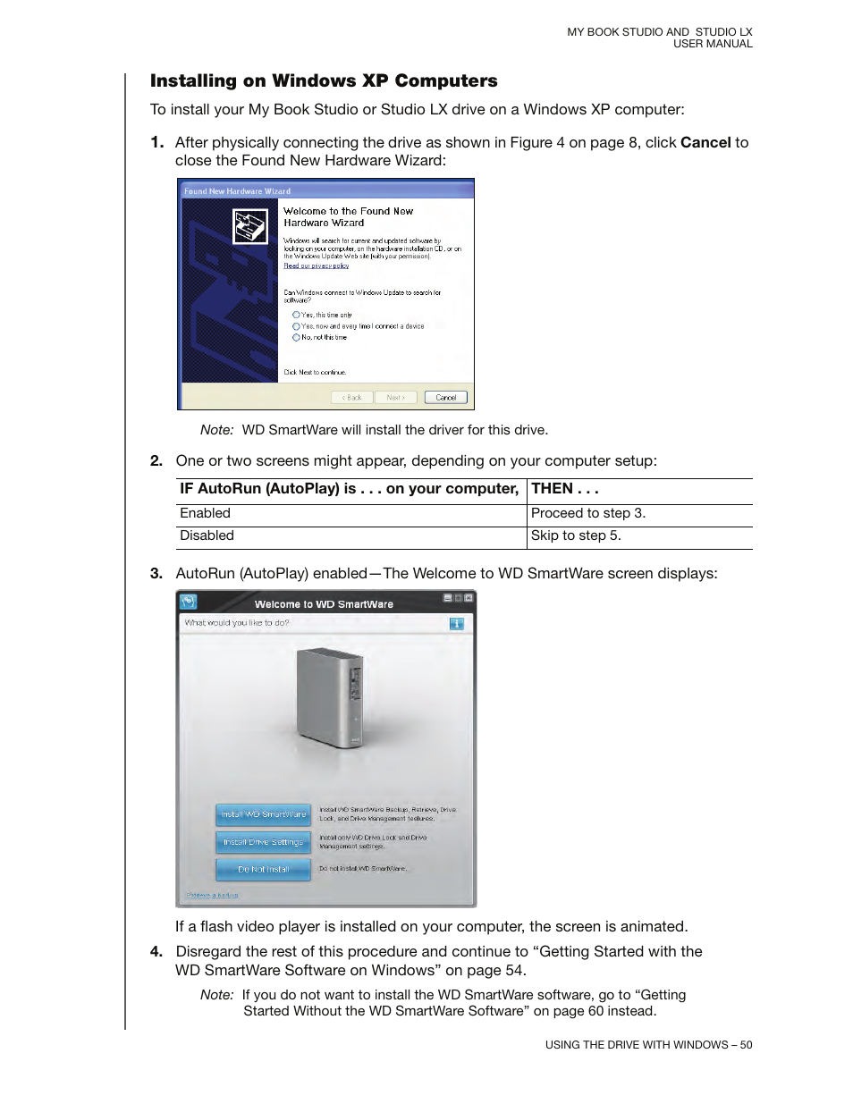 Installing on windows xp computers | Western Digital My Book Studio/Studio LX User Manual User Manual | Page 55 / 82