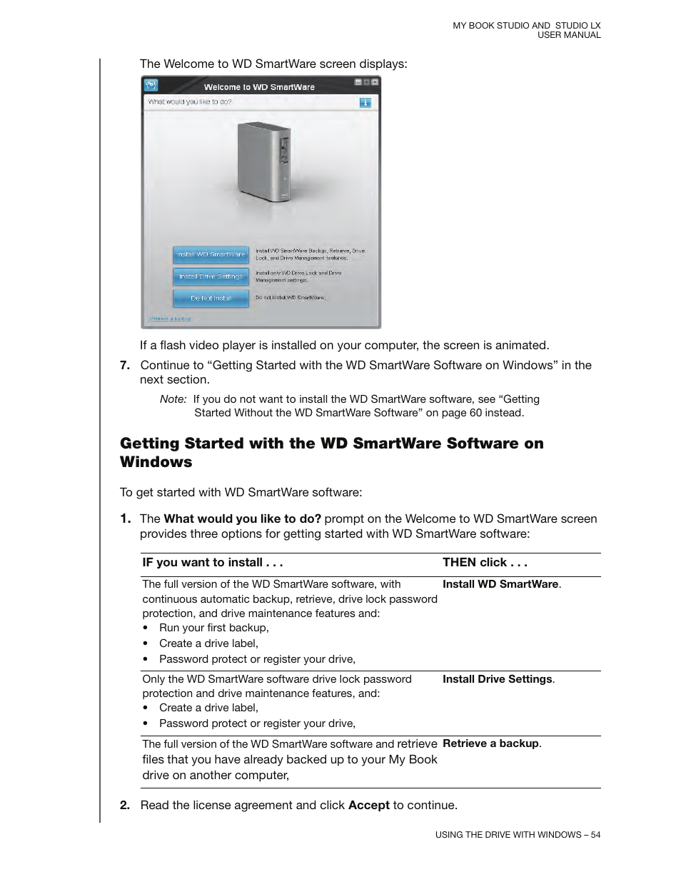 Nue to “getting started with the | Western Digital My Book Studio/Studio LX User Manual User Manual | Page 59 / 82