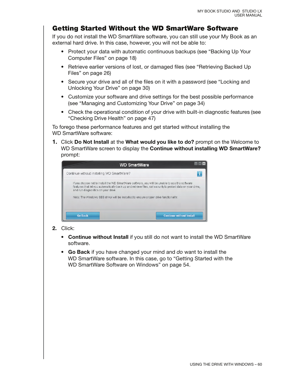 Getting started without the wd smartware software, Getting | Western Digital My Book Studio/Studio LX User Manual User Manual | Page 65 / 82