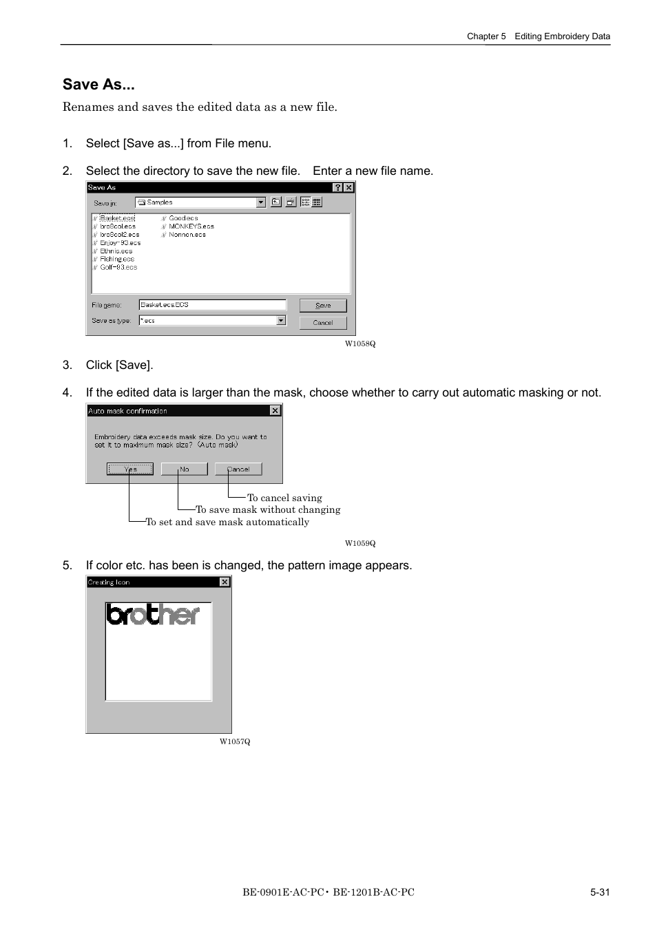 Save as | Brother BE-1201B-AC-PC User Manual | Page 117 / 246