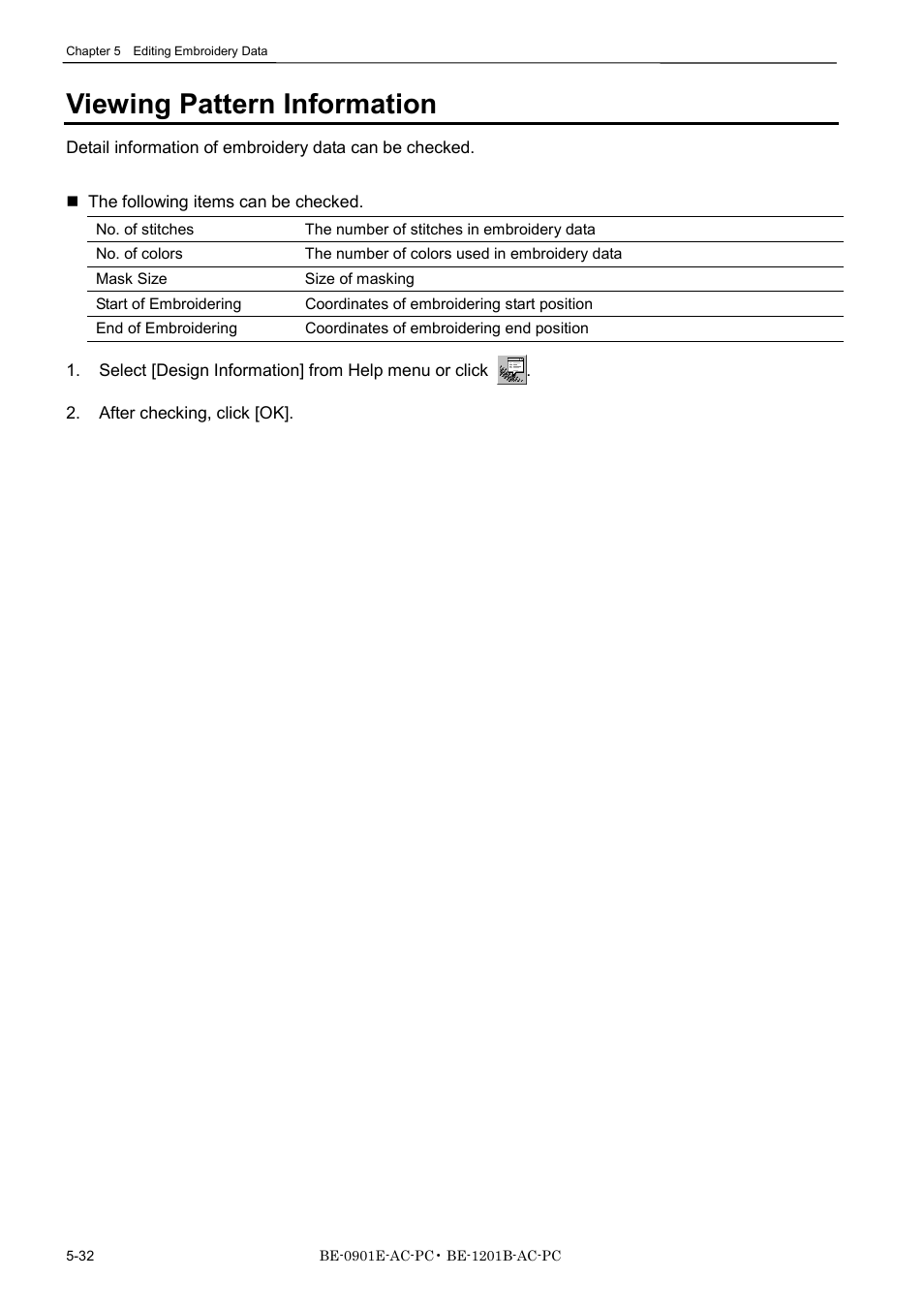 Viewing pattern information | Brother BE-1201B-AC-PC User Manual | Page 118 / 246