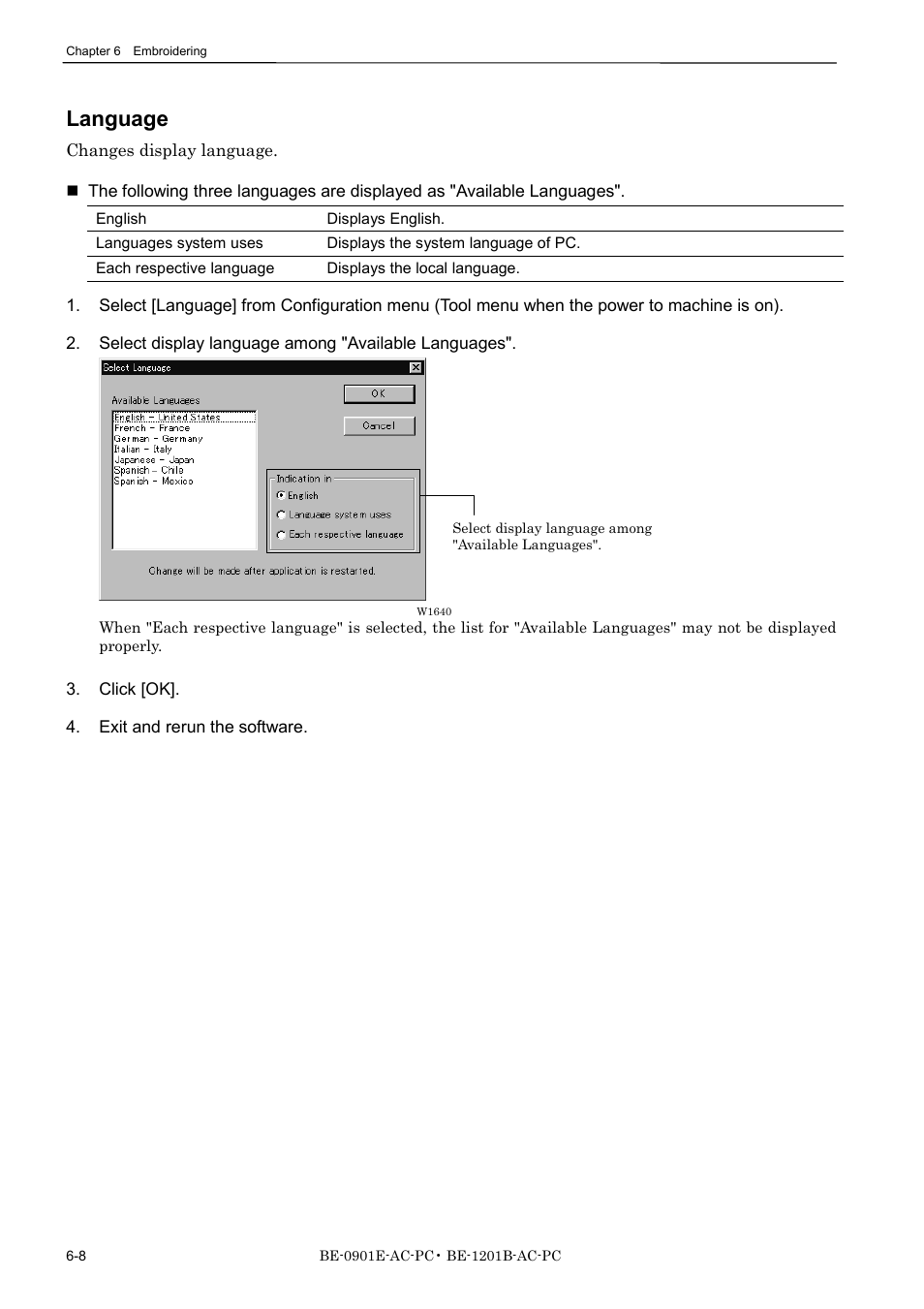 Language | Brother BE-1201B-AC-PC User Manual | Page 128 / 246