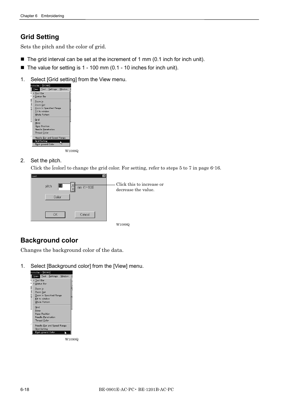 Grid setting, Background color | Brother BE-1201B-AC-PC User Manual | Page 138 / 246