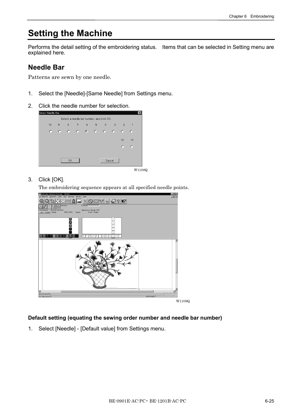 Setting the machine, Needle bar | Brother BE-1201B-AC-PC User Manual | Page 145 / 246