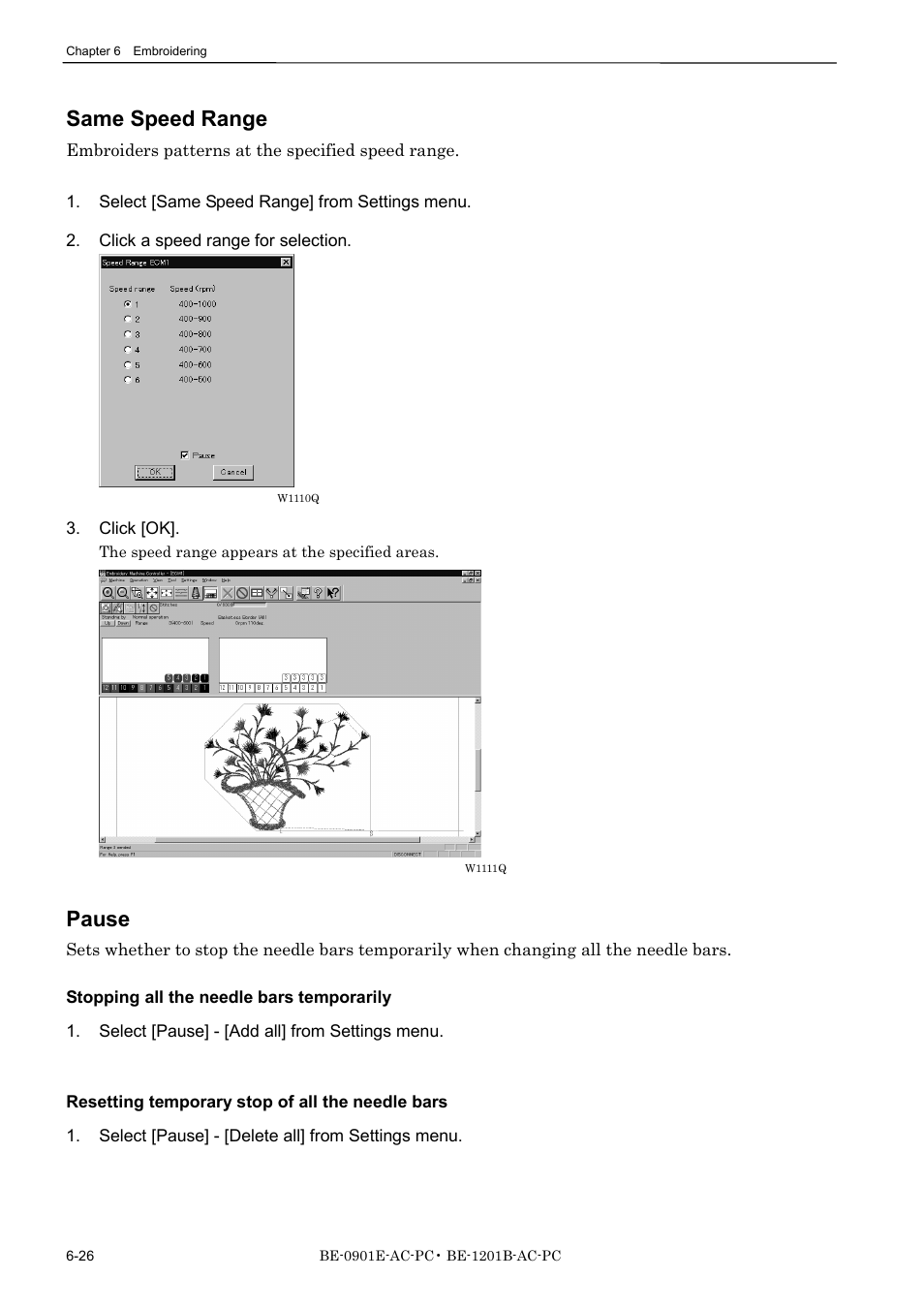 Same speed range, Pause | Brother BE-1201B-AC-PC User Manual | Page 146 / 246