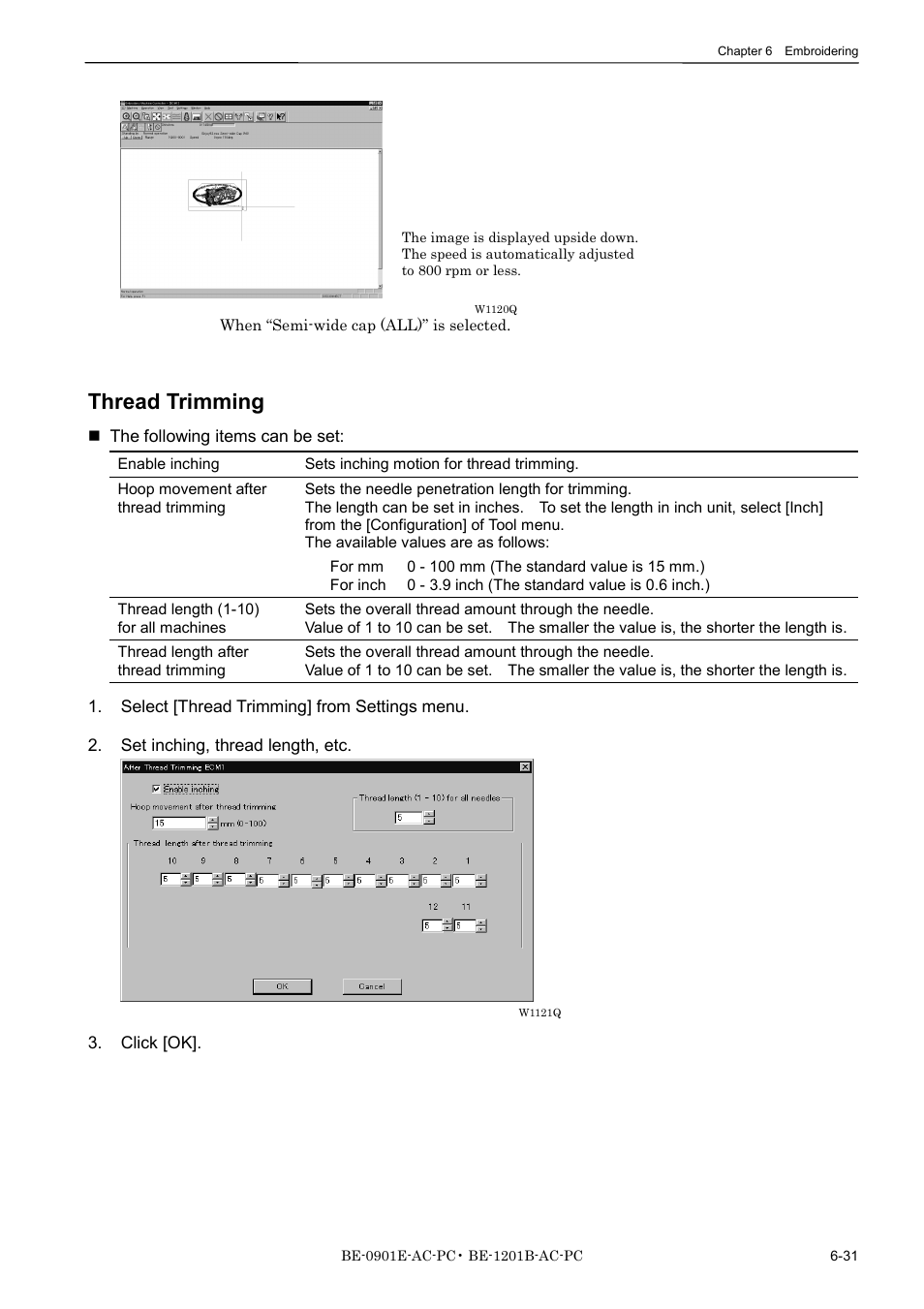 Thread trimming | Brother BE-1201B-AC-PC User Manual | Page 151 / 246