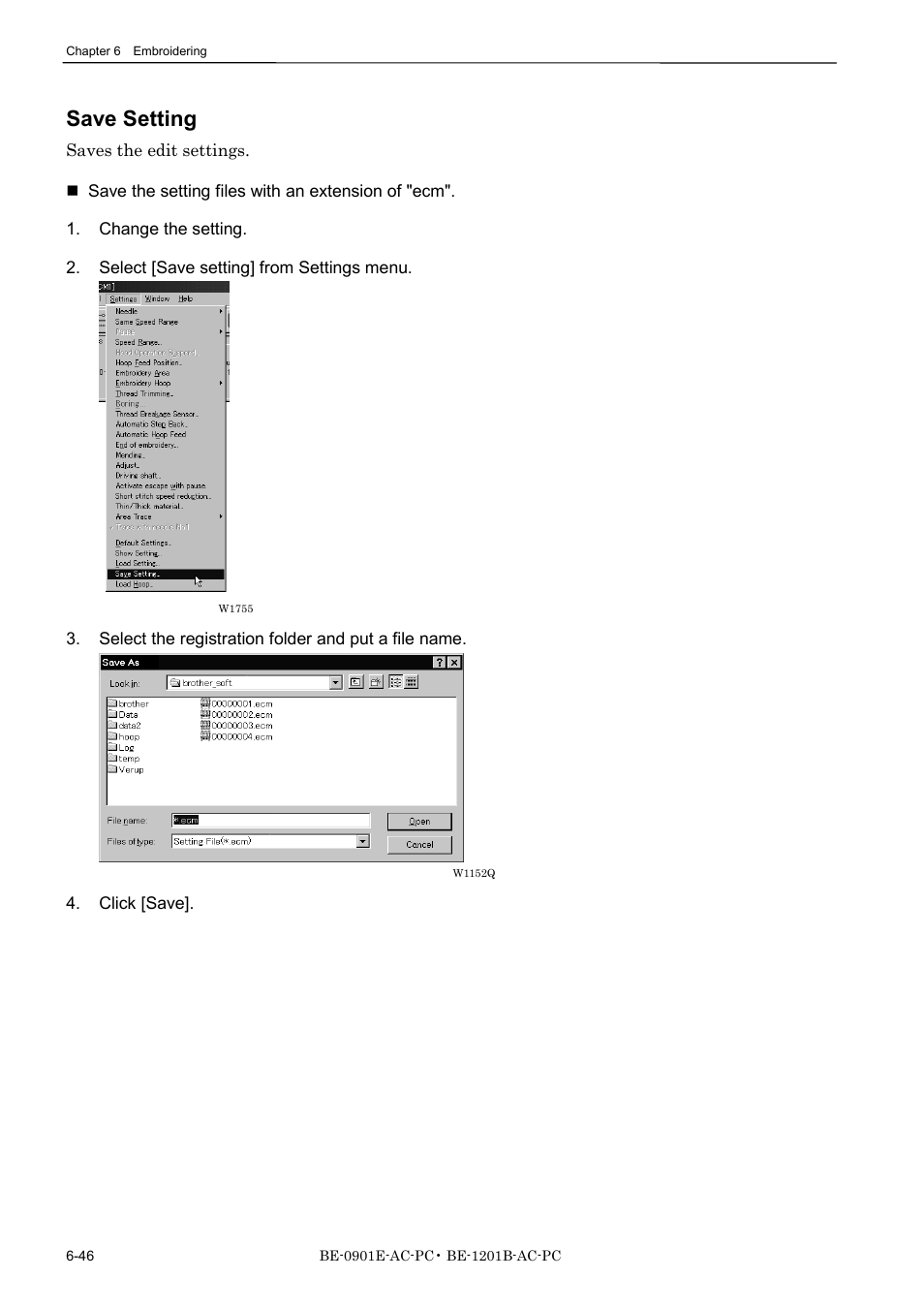 Save setting | Brother BE-1201B-AC-PC User Manual | Page 166 / 246