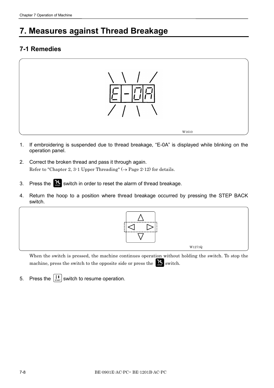 Measures against thread breakage, 1 remedies | Brother BE-1201B-AC-PC User Manual | Page 190 / 246