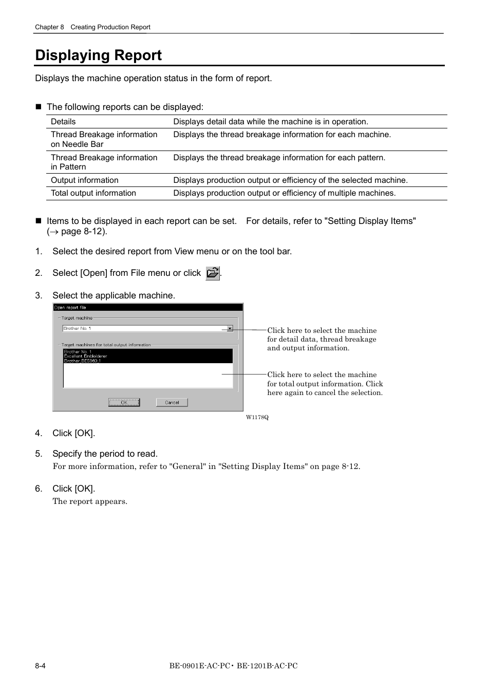 Displaying report | Brother BE-1201B-AC-PC User Manual | Page 196 / 246