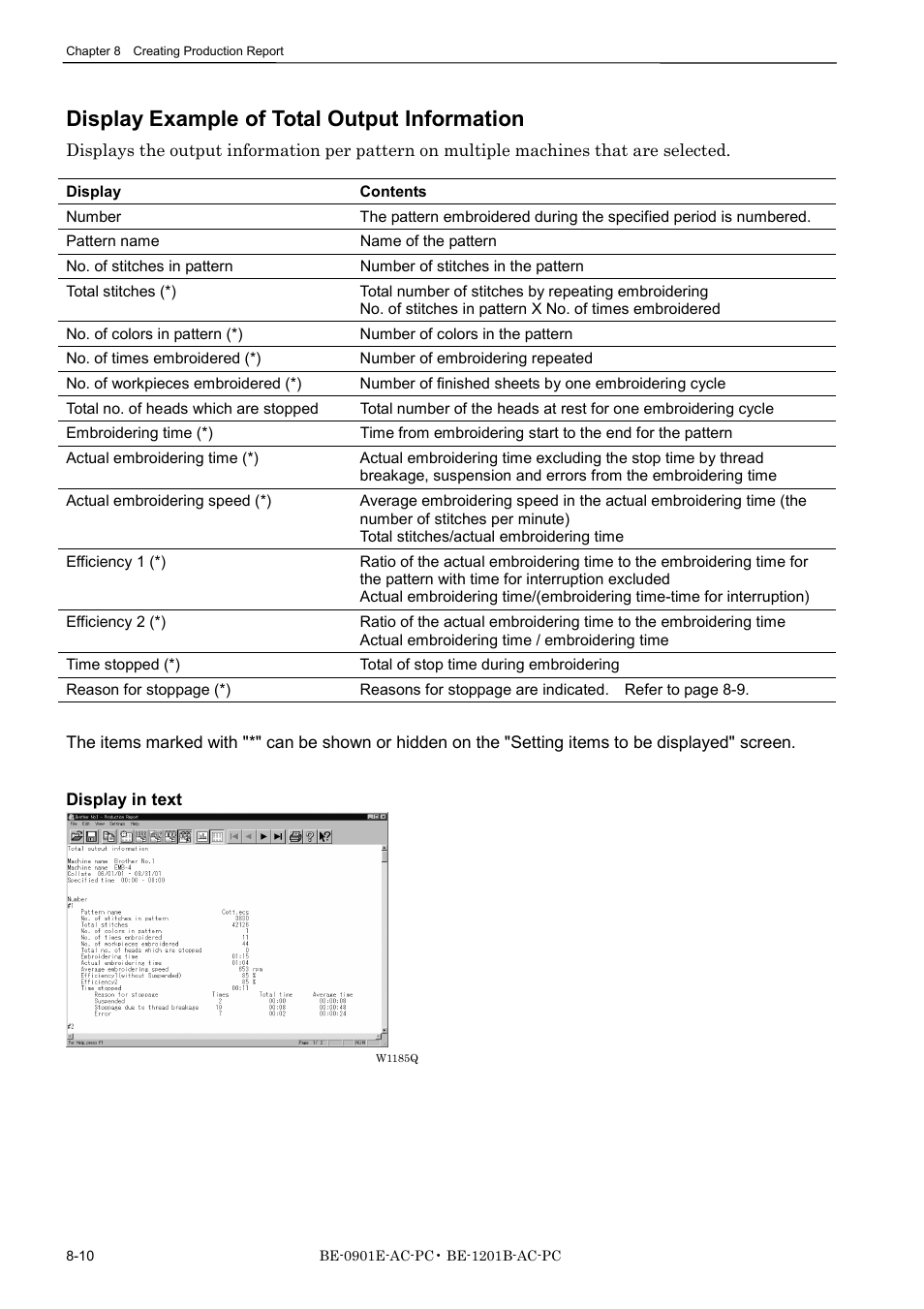 Display example of total output information | Brother BE-1201B-AC-PC User Manual | Page 202 / 246