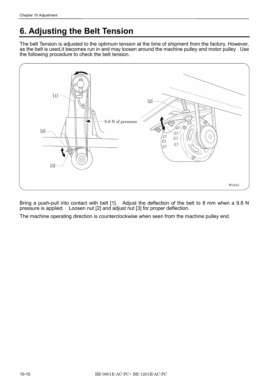 Adjusting the belt tension | Brother BE-1201B-AC-PC User Manual | Page 228 / 246