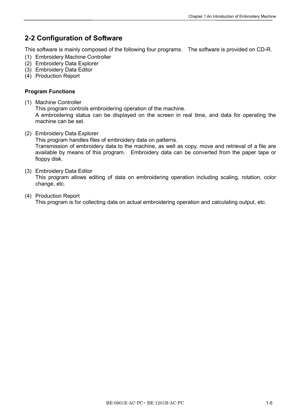 2 configuration of software | Brother BE-1201B-AC-PC User Manual | Page 23 / 246