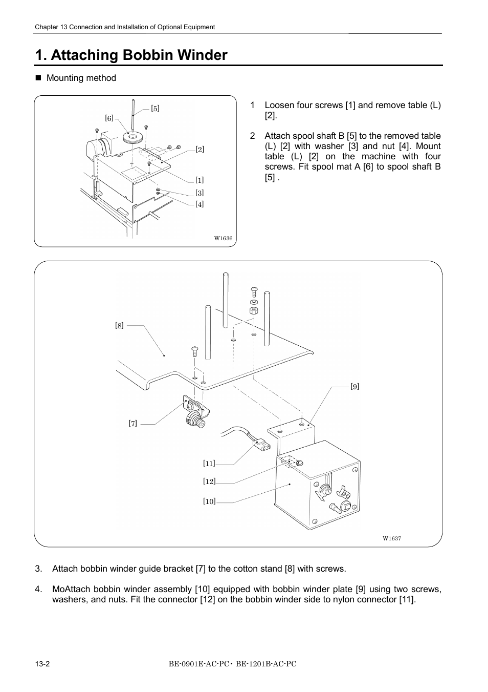 Attaching bobbin winder | Brother BE-1201B-AC-PC User Manual | Page 242 / 246