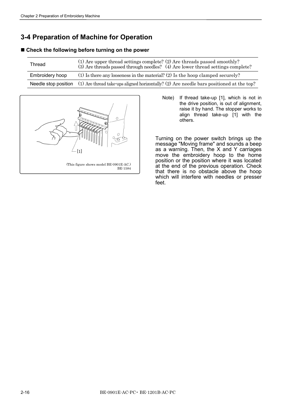 4 preparation of machine for operation | Brother BE-1201B-AC-PC User Manual | Page 44 / 246