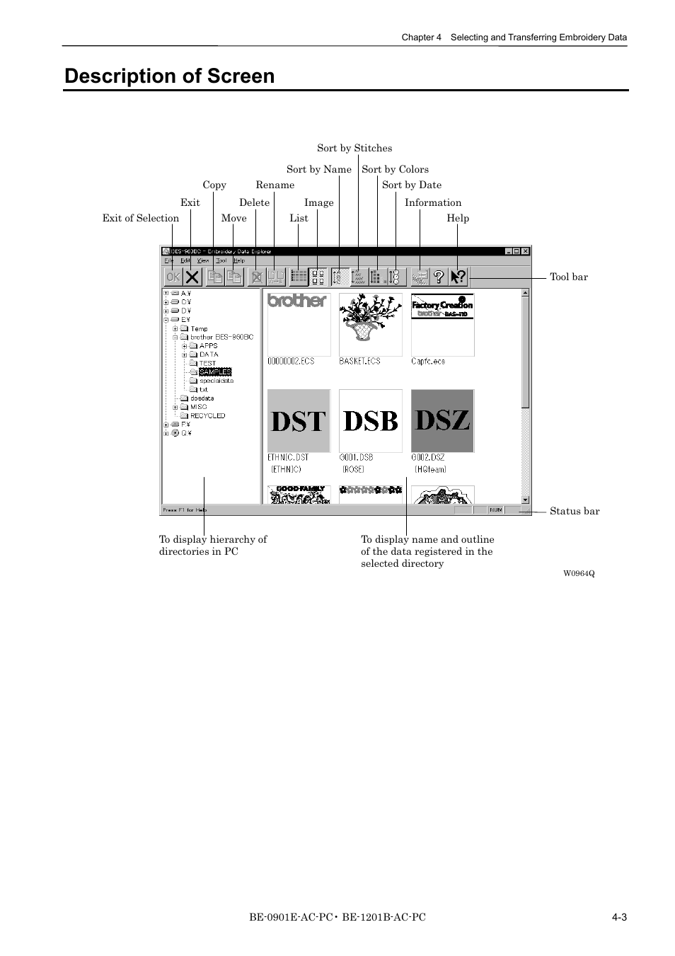 Description of screen | Brother BE-1201B-AC-PC User Manual | Page 63 / 246