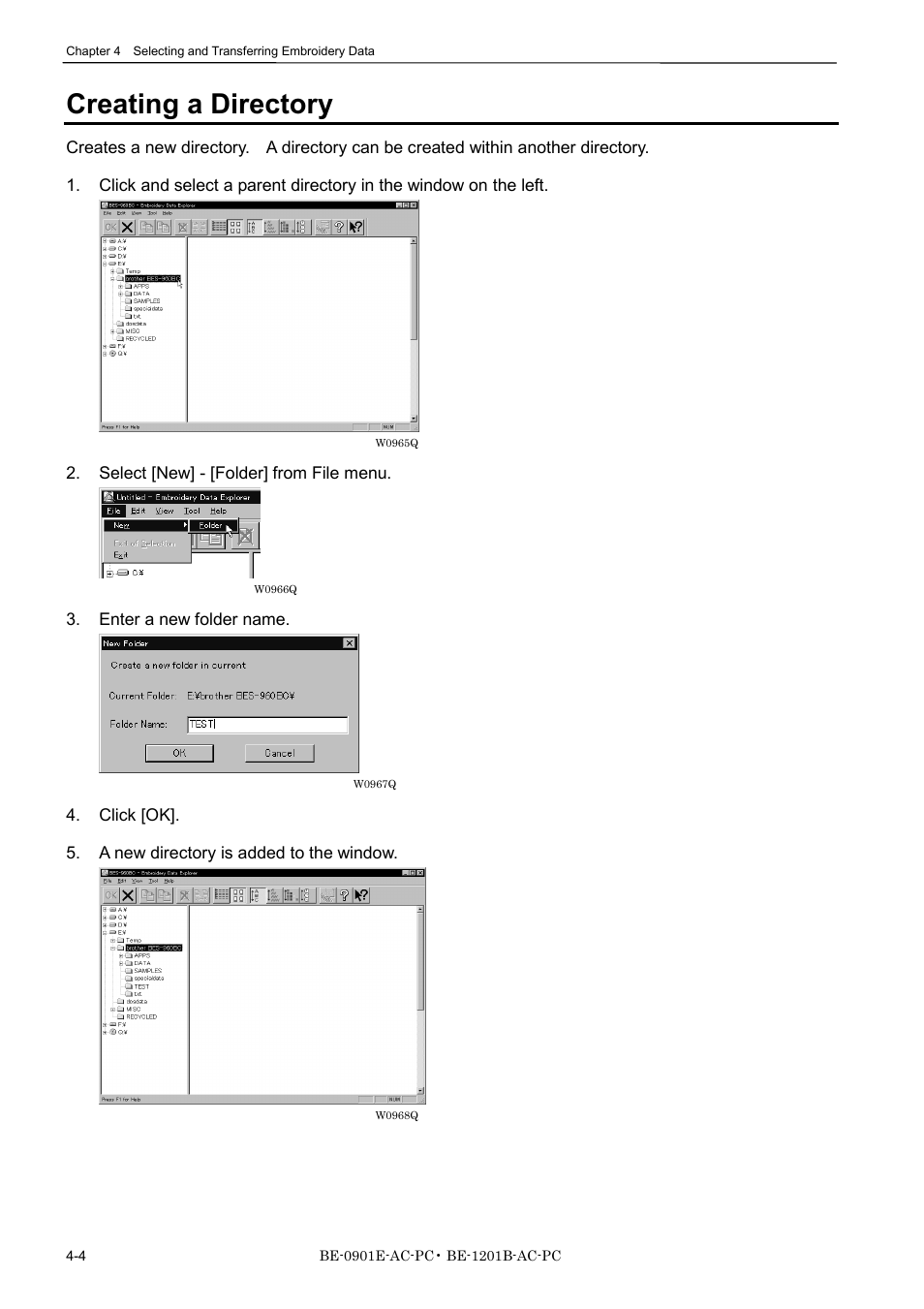 Creating a directory | Brother BE-1201B-AC-PC User Manual | Page 64 / 246