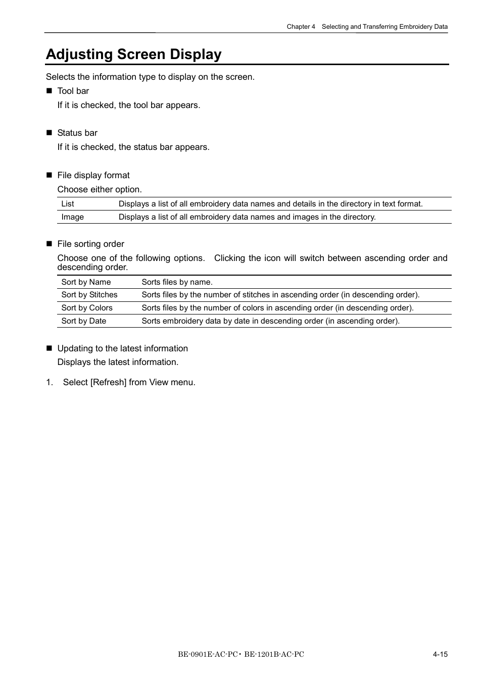 Adjusting screen display | Brother BE-1201B-AC-PC User Manual | Page 75 / 246