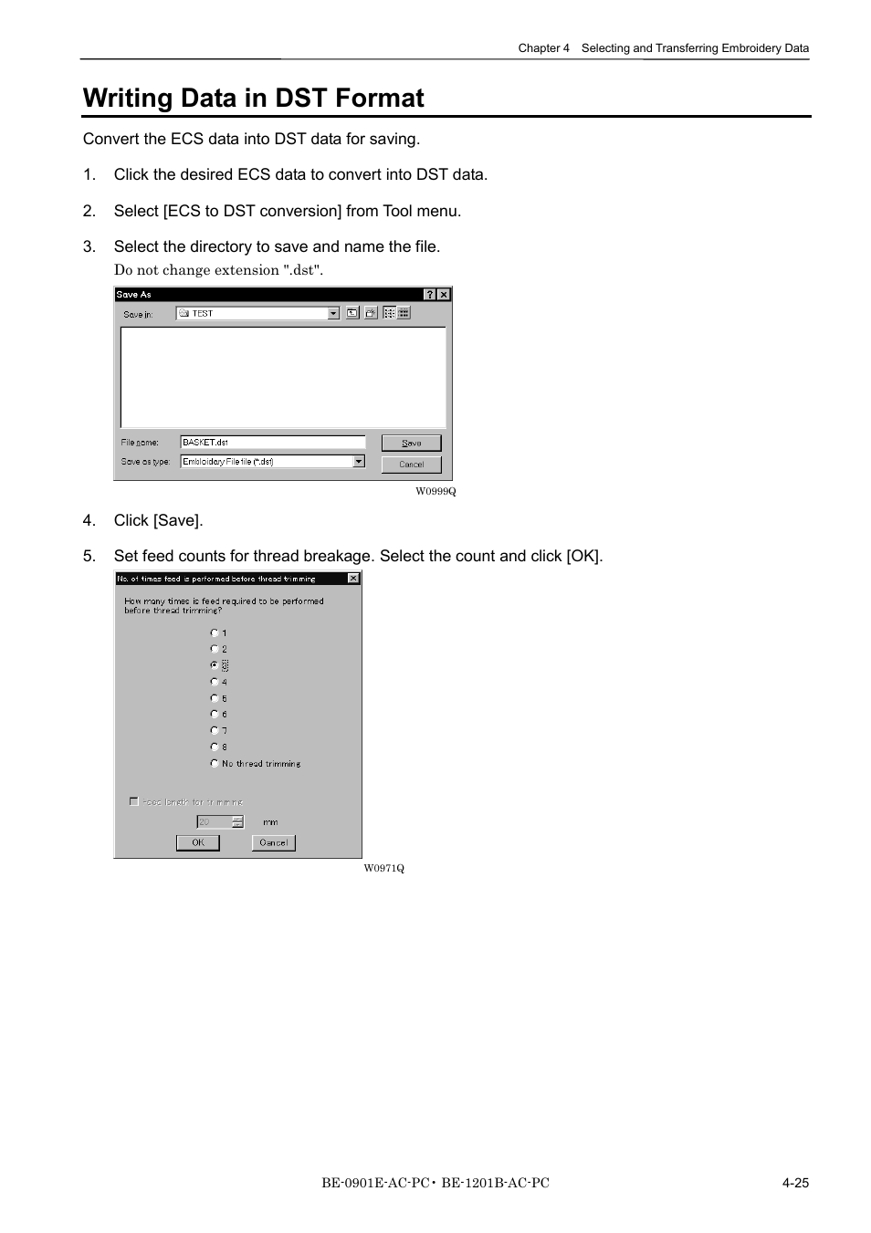 Writing data in dst format | Brother BE-1201B-AC-PC User Manual | Page 85 / 246