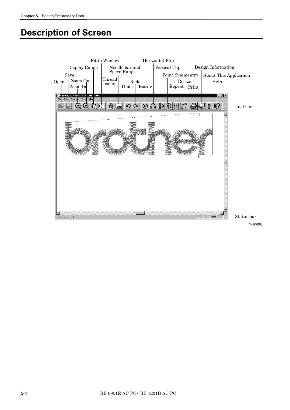 Description of screen | Brother BE-1201B-AC-PC User Manual | Page 90 / 246