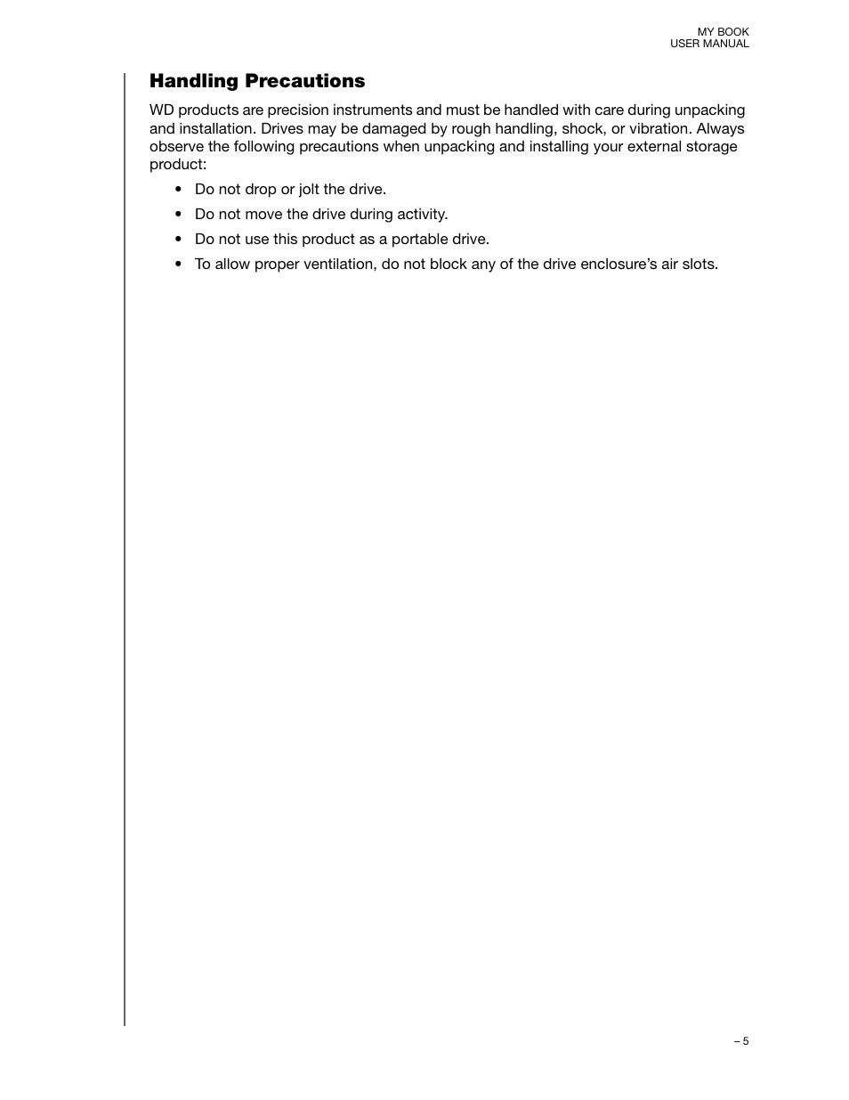 Handling precautions | Western Digital My Book User Manual User Manual | Page 10 / 90
