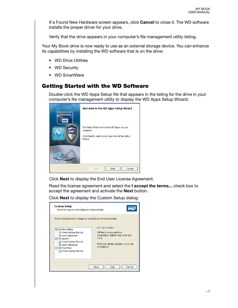 Getting started with the wd software | Western Digital My Book User Manual User Manual | Page 12 / 90