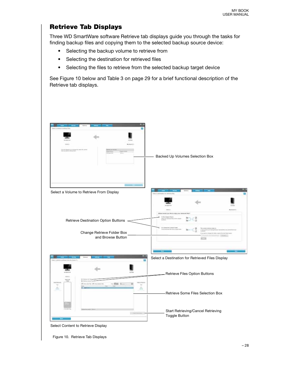 Retrieve tab displays | Western Digital My Book User Manual User Manual | Page 33 / 90