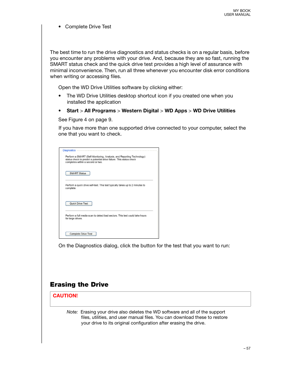 Erasing the drive | Western Digital My Book User Manual User Manual | Page 62 / 90