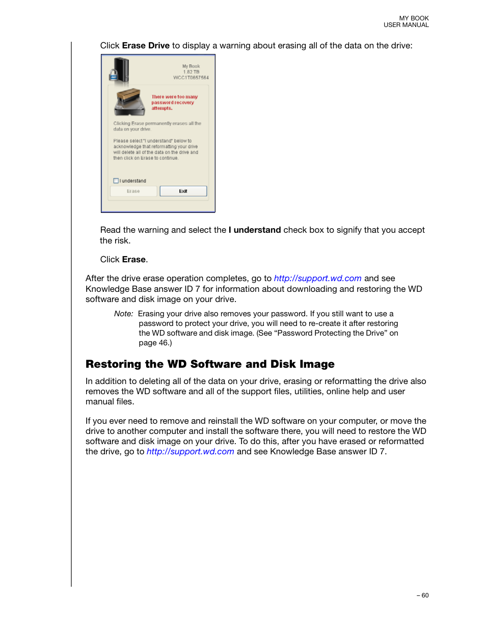 Restoring the wd software and disk image | Western Digital My Book User Manual User Manual | Page 65 / 90
