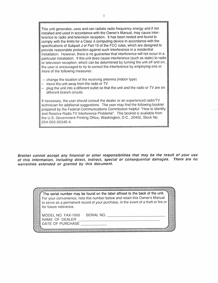 Brother FAX-1000 User Manual | Page 3 / 32