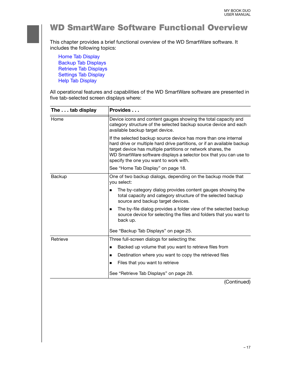 Wd smartware software functional overview | Western Digital My Book Duo User Manual User Manual | Page 22 / 103