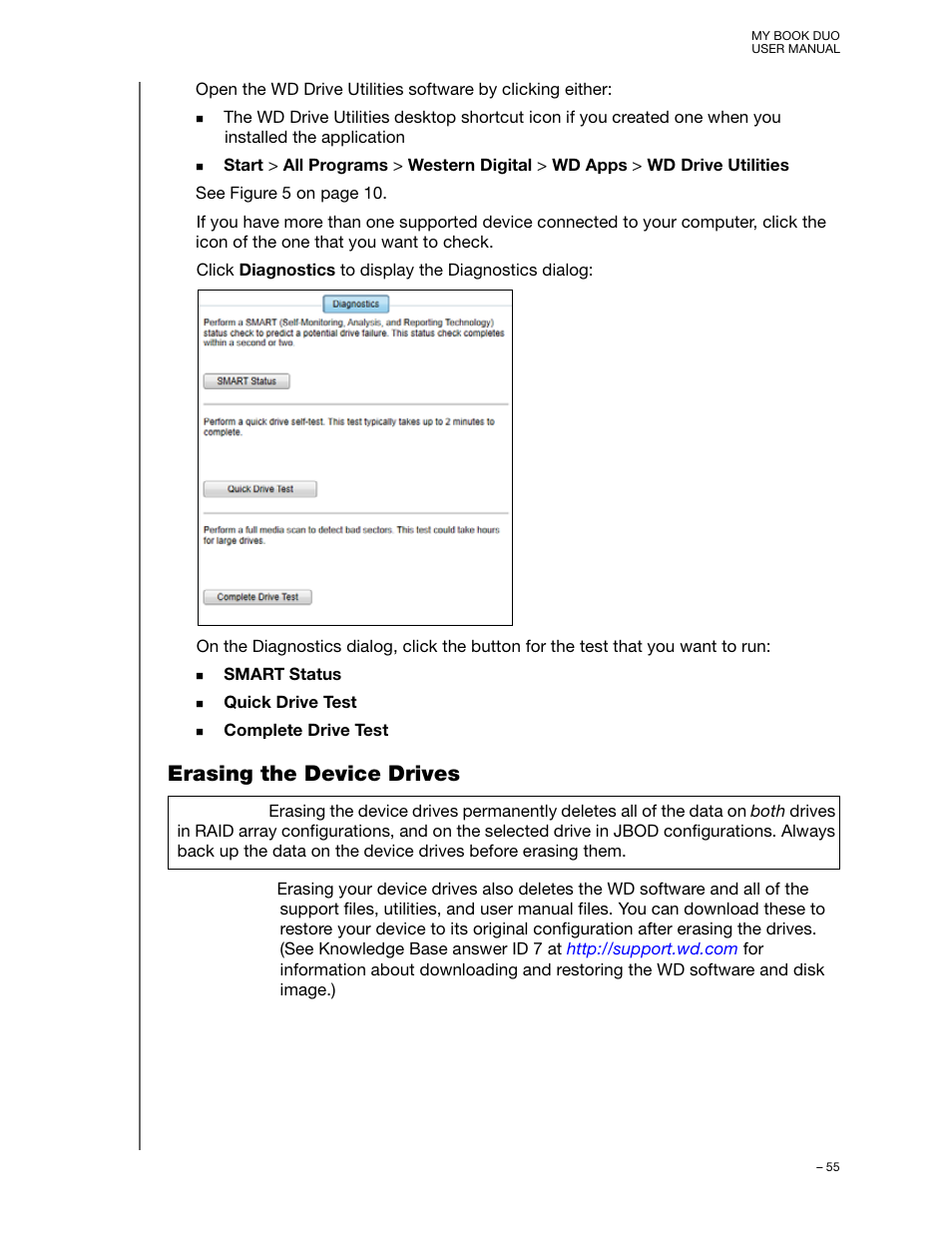 Erasing the device drives | Western Digital My Book Duo User Manual User Manual | Page 60 / 103