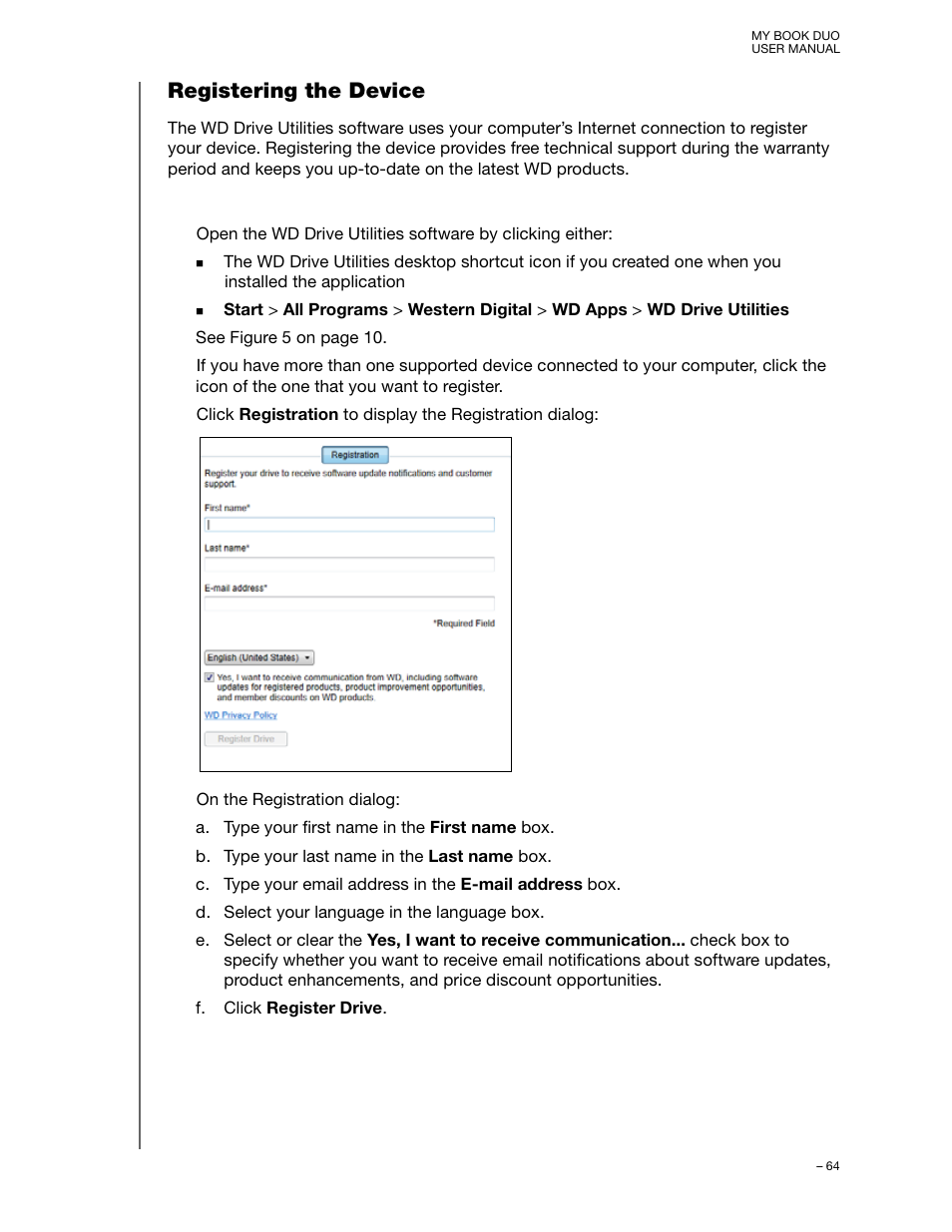 Registering the device | Western Digital My Book Duo User Manual User Manual | Page 69 / 103